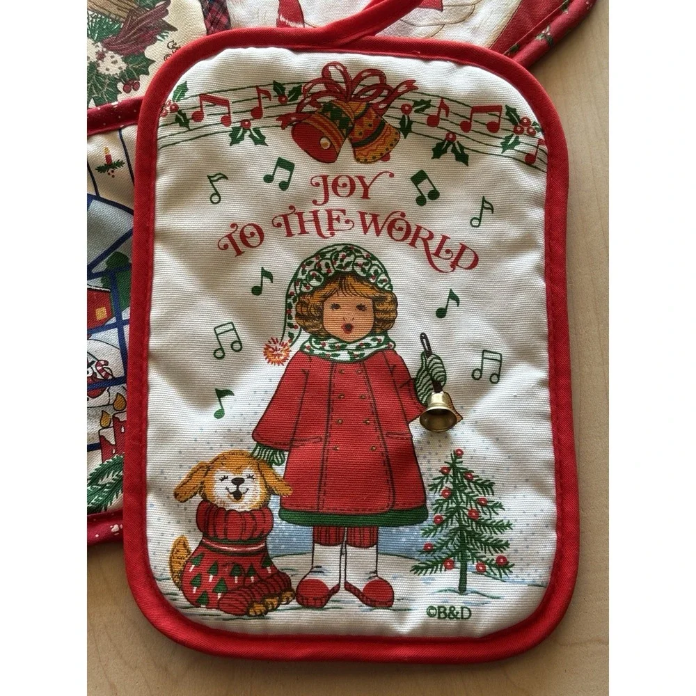 Vtg 1990s Christmas Potholder Hot Pad LOT of 4 New Unused B&D CSC Cottage Goose